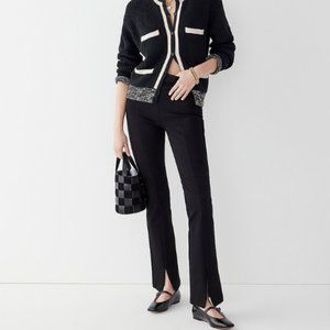 J Crew Flare-leg trousers in Italian ponte, Black MP NWT